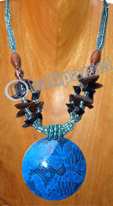 Necklaces, Handmade From Glassbead, Wooden Bead And Wooden Painting .