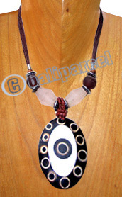 Necklaces, Handmade From Resin Inlaid With Shell & Bamboo, Cotton String.