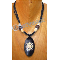 Necklaces, Handmade From Glass & Wooden Beads, Wood With Carving