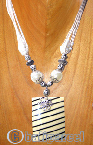 Necklaces, Handmade From Resin And Glassbead, Catton String.