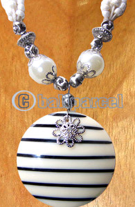 Necklaces, Handmade From Resin And Glassbead, Catton String.