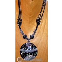 Necklaces, Handmade From Shell, Glassbead And Cotton String.