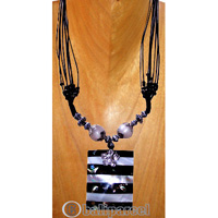 Necklaces, Handmade From Shell, Glassbead And Cotton String.