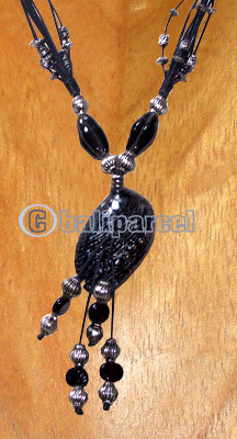 Necklaces, Handmade From Shell And Glassbead, Catton String.