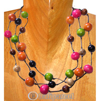 Necklaces, Handmade From Glass Beads And Wooden Beads.