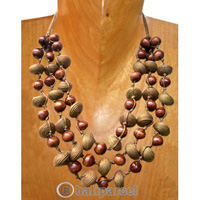 Necklaces, Handmade From Wooden & Cotton Ball.