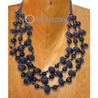 Necklaces, Handmade From Wooden & Cotton Ball.