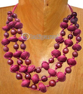 Necklaces, Handmade From Wooden & Cotton Ball.