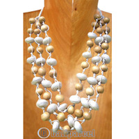 Necklaces, Handmade From Wooden & Cotton Ball.