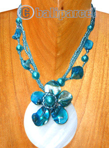 Necklaces, Handmade From Glassbead And Shell.