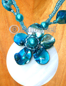 Necklaces, Handmade From Glassbead And Shell.