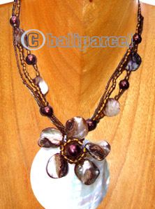 Necklaces, Handmade From Glassbead And Shell.