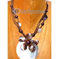 Necklaces, Handmade From Glassbead And Shell.
