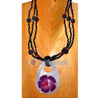 Necklaces, Handmade From Glassbead And Shell With Airbrushed.