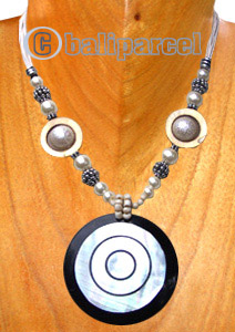 Necklaces, Handmade From Resin Inlaid With Shell, Glass & Metal Beads