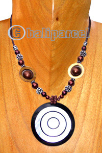 Necklaces, Handmade From Resin Inlaid With Shell, Glass & Metal Beads