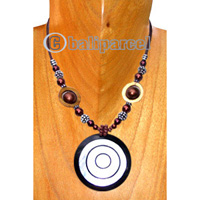 Necklaces, Handmade From Resin Inlaid With Shell, Glass & Metal Beads