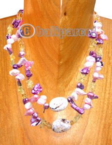 Necklaces, Handmade From Shell, Pearl And Stone.