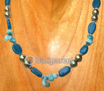 Necklaces, Handmade From Stone And Pearl.