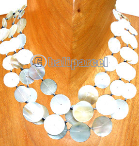 Necklaces, Handmade From Shell And Glassbead.