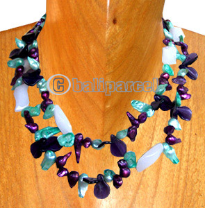 Necklaces, Handmade From Pearl And Shell.