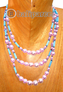 Necklaces, Handmade From Pearl And Shell.
