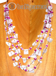 Necklaces, Handmade From Shell And Cotton String