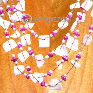 Necklaces, Handmade From Shell And Cotton String
