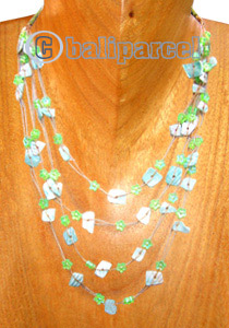 Necklaces, Handmade From Stone And Catton String.