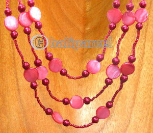 Necklaces, Handmade From Glassbead And Shell.