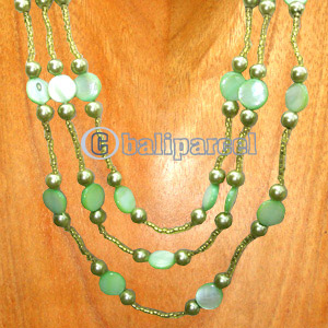 Necklaces, Handmade From Glassbead And Shell.