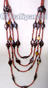 Necklaces, Handmade From Glassbead And Shell.