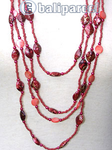 Necklaces, Handmade From Glassbead And Shell.
