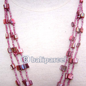 Necklaces, Handmade From Glassbead And Shell.