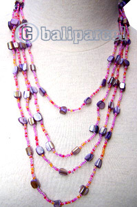 Necklaces, Handmade From Glassbead And Shell.