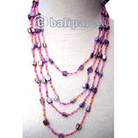 Necklaces, Handmade From Glassbead And Shell.