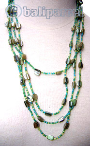 Necklaces, Handmade From Glassbead And Shell.