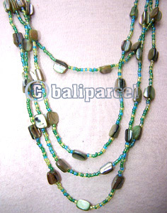 Necklaces, Handmade From Glassbead And Shell.