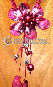 Necklaces, Handmade From Shell And Glassbead, Catton String.