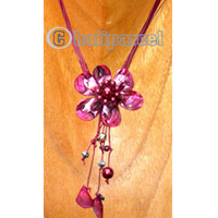 Necklaces, Handmade From Shell And Glassbead, Catton String.