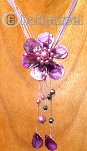 Necklaces, Handmade From Shell And Glassbead, Catton String.