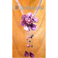 Necklaces, Handmade From Shell And Glassbead, Catton String.