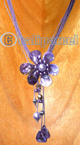 Necklaces, Handmade From Shell And Glassbead, Catton String.