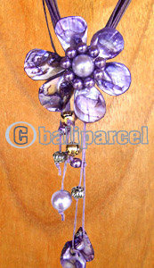 Necklaces, Handmade From Shell And Glassbead, Catton String.
