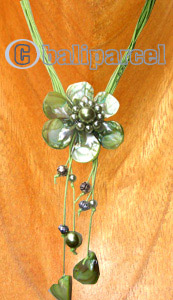 Necklaces, Handmade From Shell And Glassbead, Catton String.