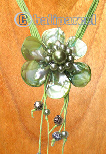 Necklaces, Handmade From Shell And Glassbead, Catton String.