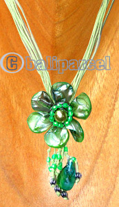 Necklaces, Handmade From Shell And Glassbead, Catton String.