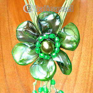 Necklaces, Handmade From Shell And Glassbead, Catton String.