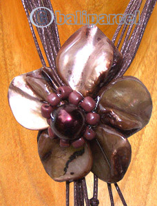 Necklaces, Handmade From Shell And Glassbead, Catton String.