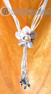 Necklaces, Handmade From Shell, Glass Beads And Catton String.